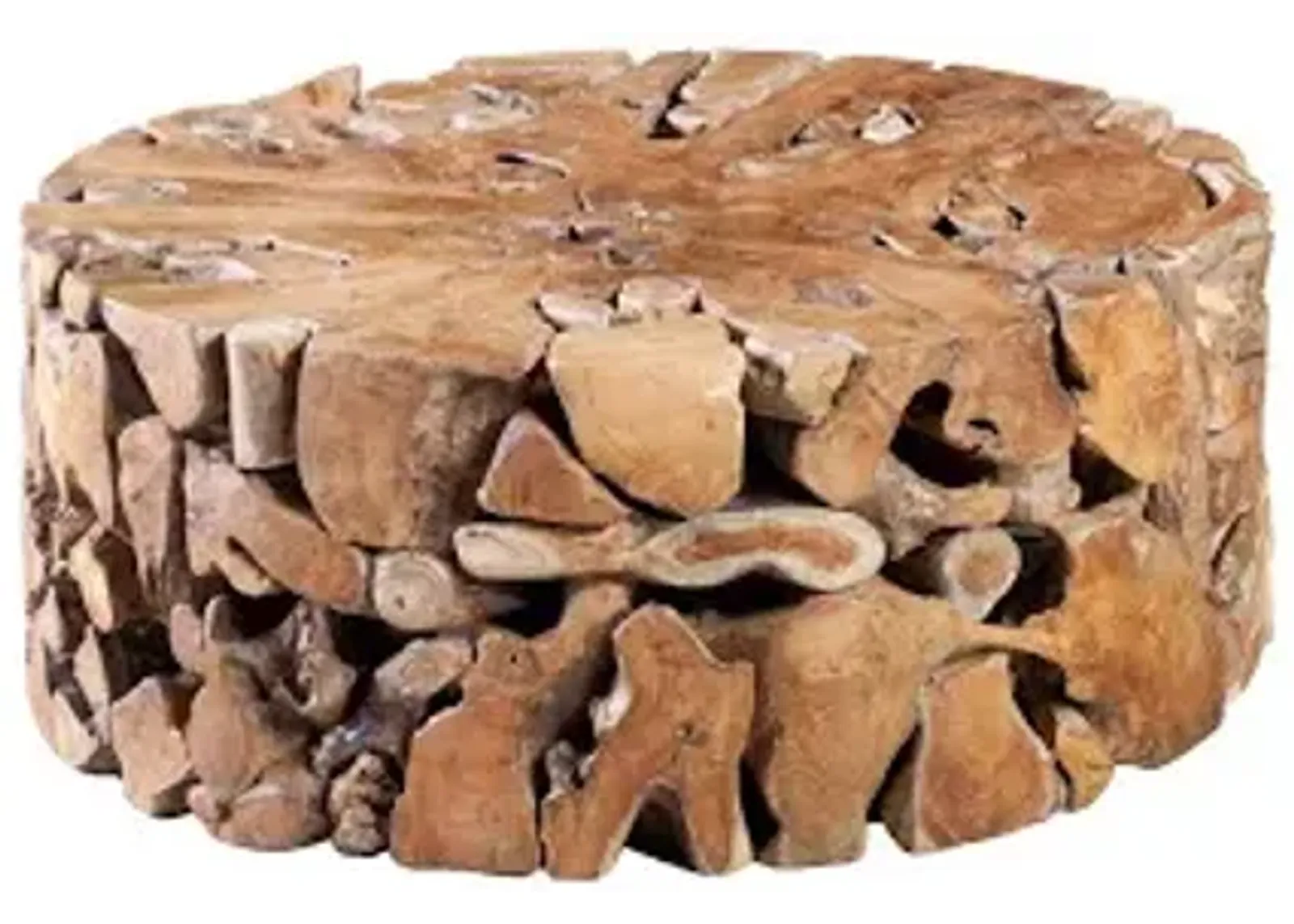 teak chunk coffee table, round