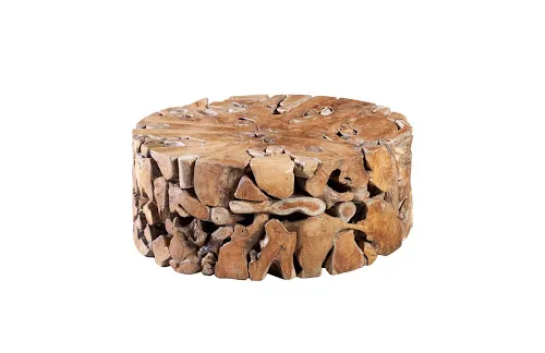 teak chunk coffee table, round