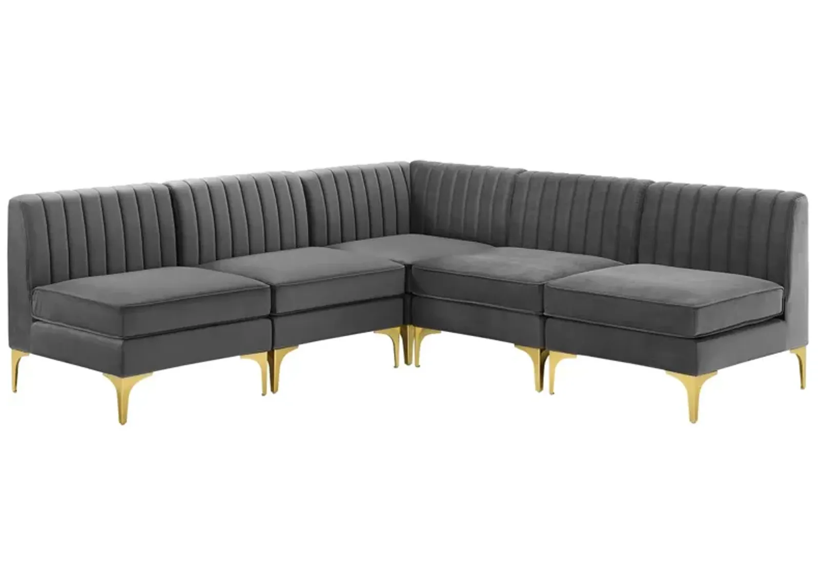 Triumph Channel Tufted Performance Velvet 5-Piece Sectional Sofa