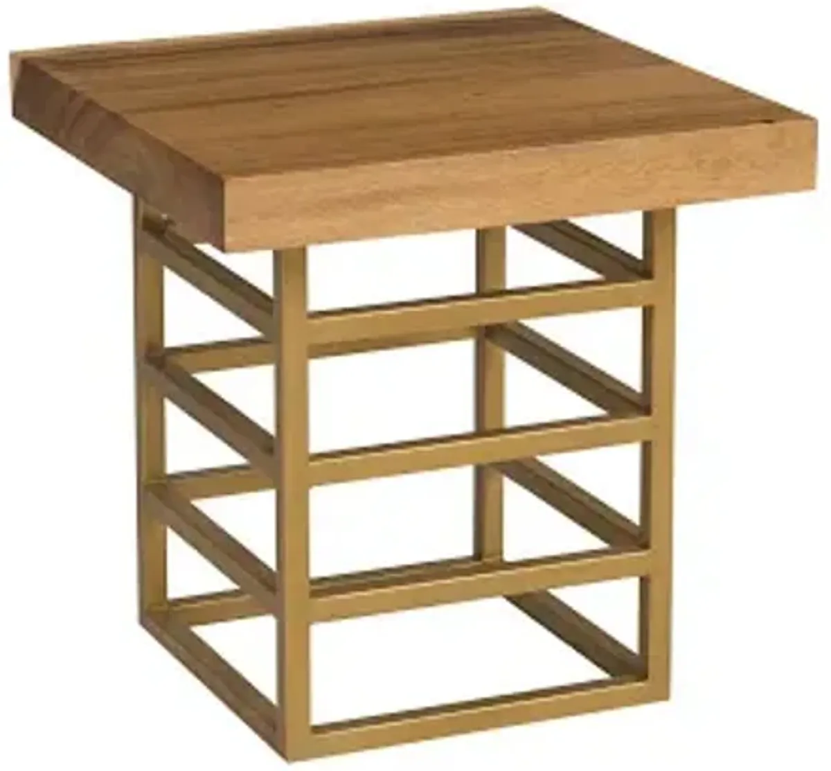 ladder side table, suar wood, natural/brass finish