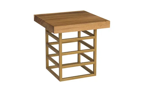 ladder side table, suar wood, natural/brass finish