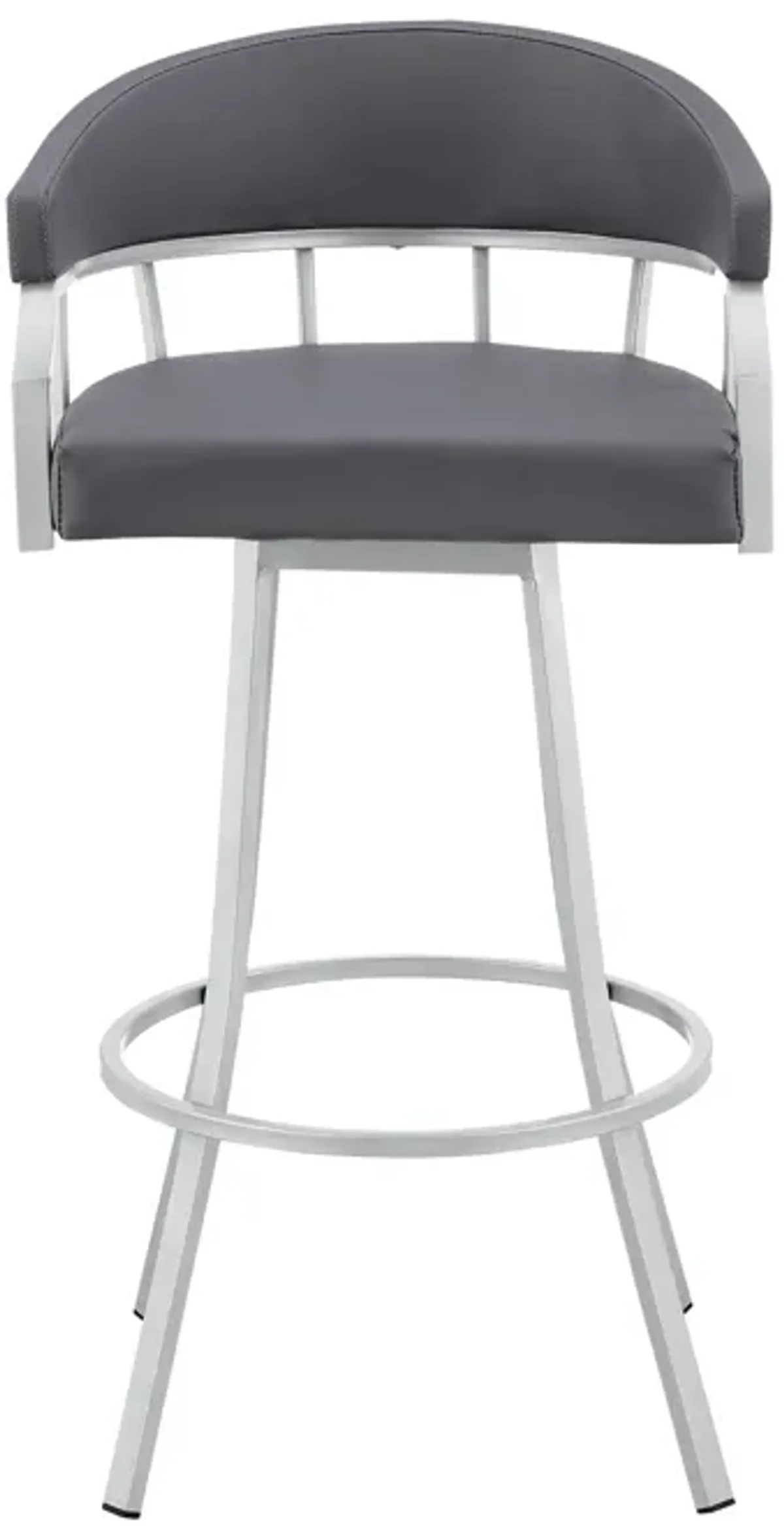 Valerie 30" Swivel Slate Grey Faux Leather and Silver Metal Bar Stool