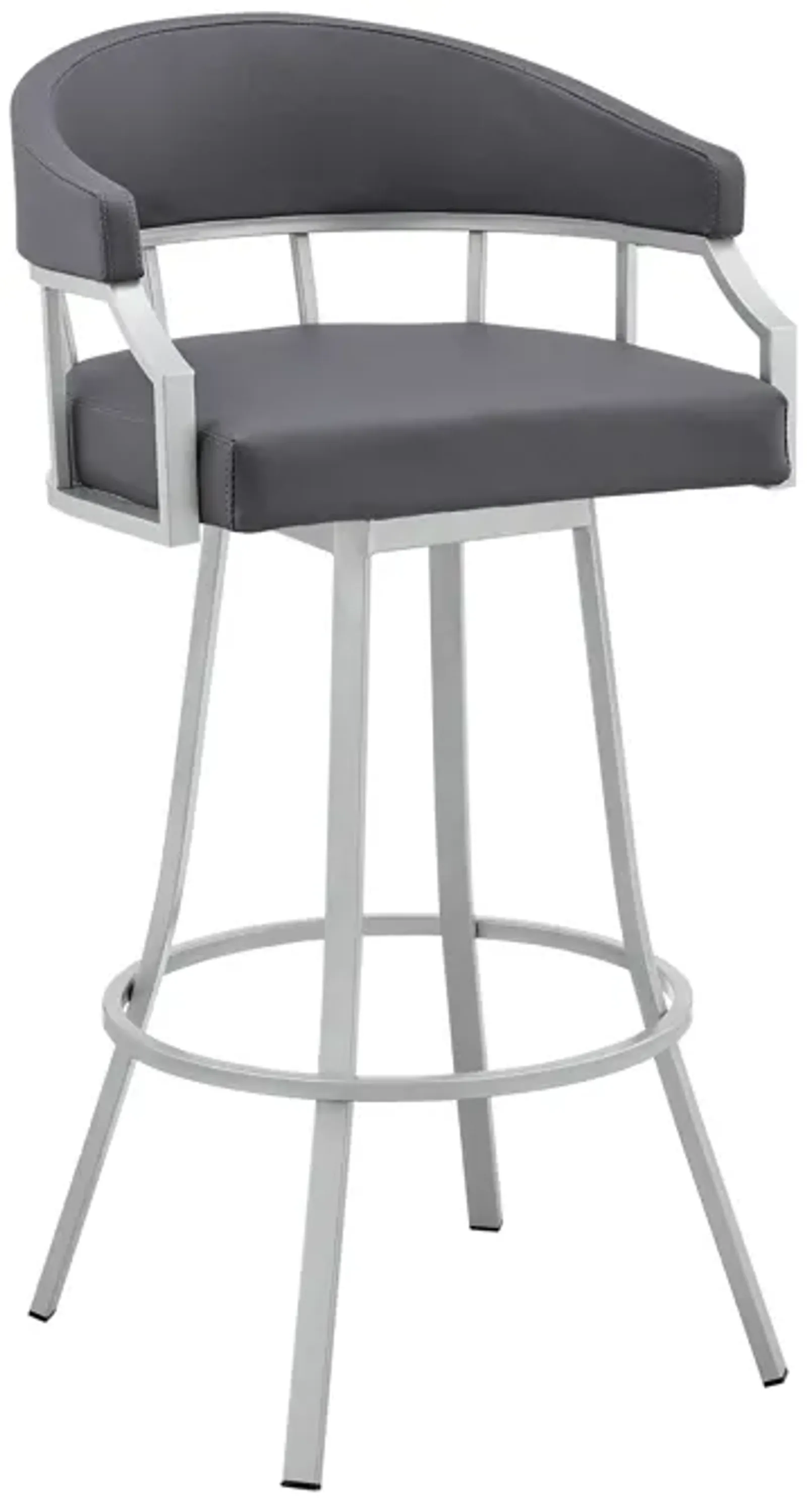 Valerie 30" Swivel Slate Grey Faux Leather and Silver Metal Bar Stool