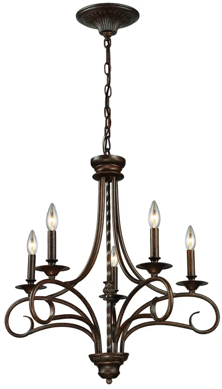 Gloucester 24" Wide 5-Light Chandelier - Weathered Bronze