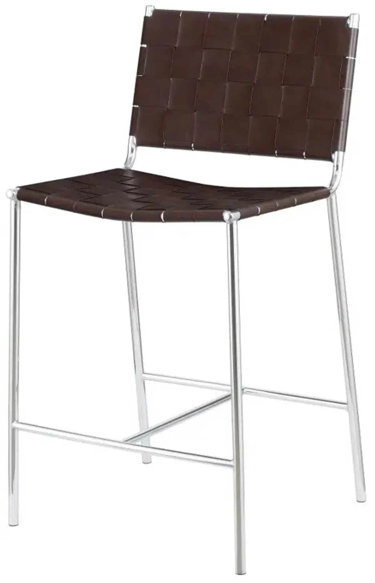 Adelaide Upholstered Counter Height Stool with Open Back Brown and Chrome