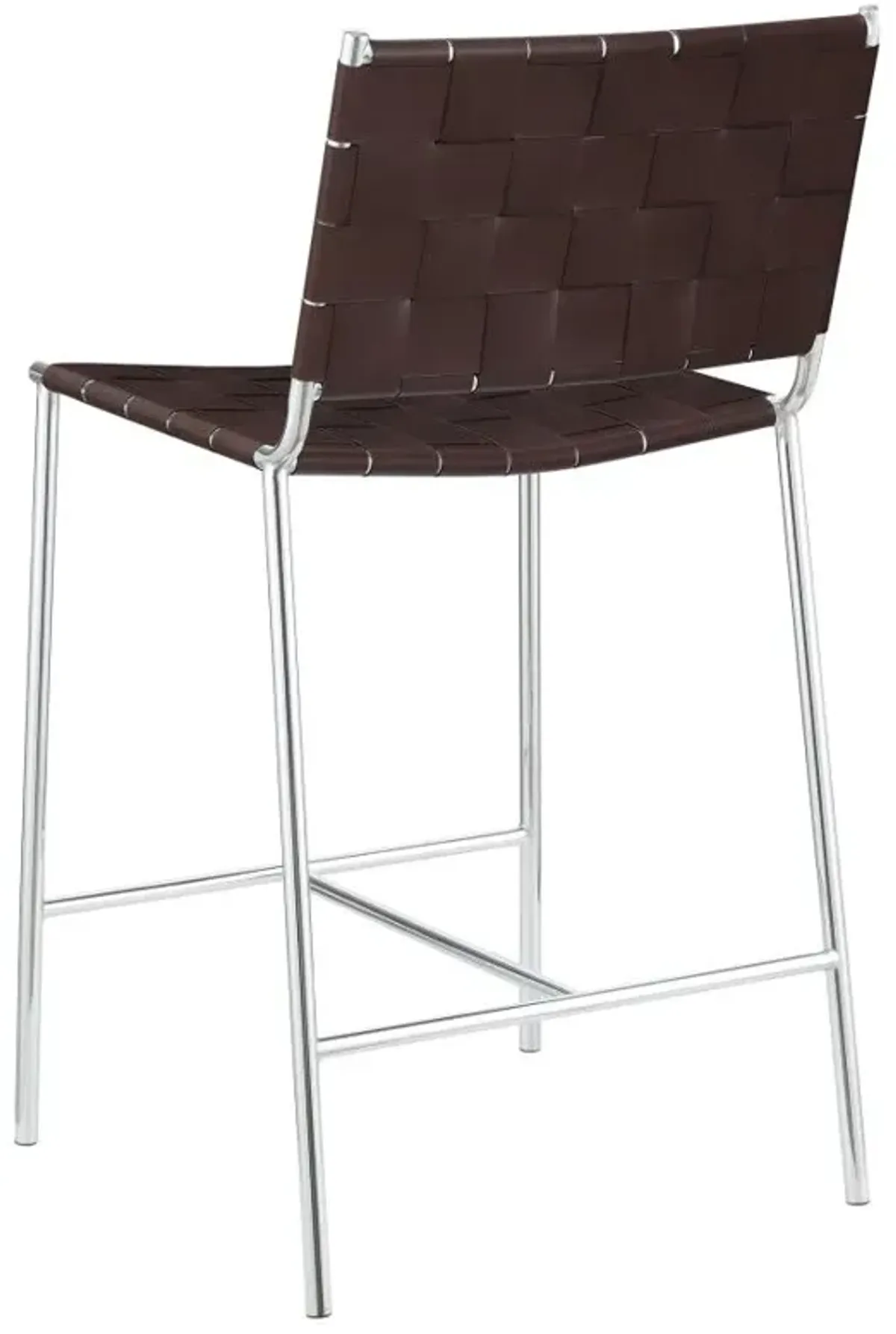 Adelaide Upholstered Counter Height Stool with Open Back Brown and Chrome