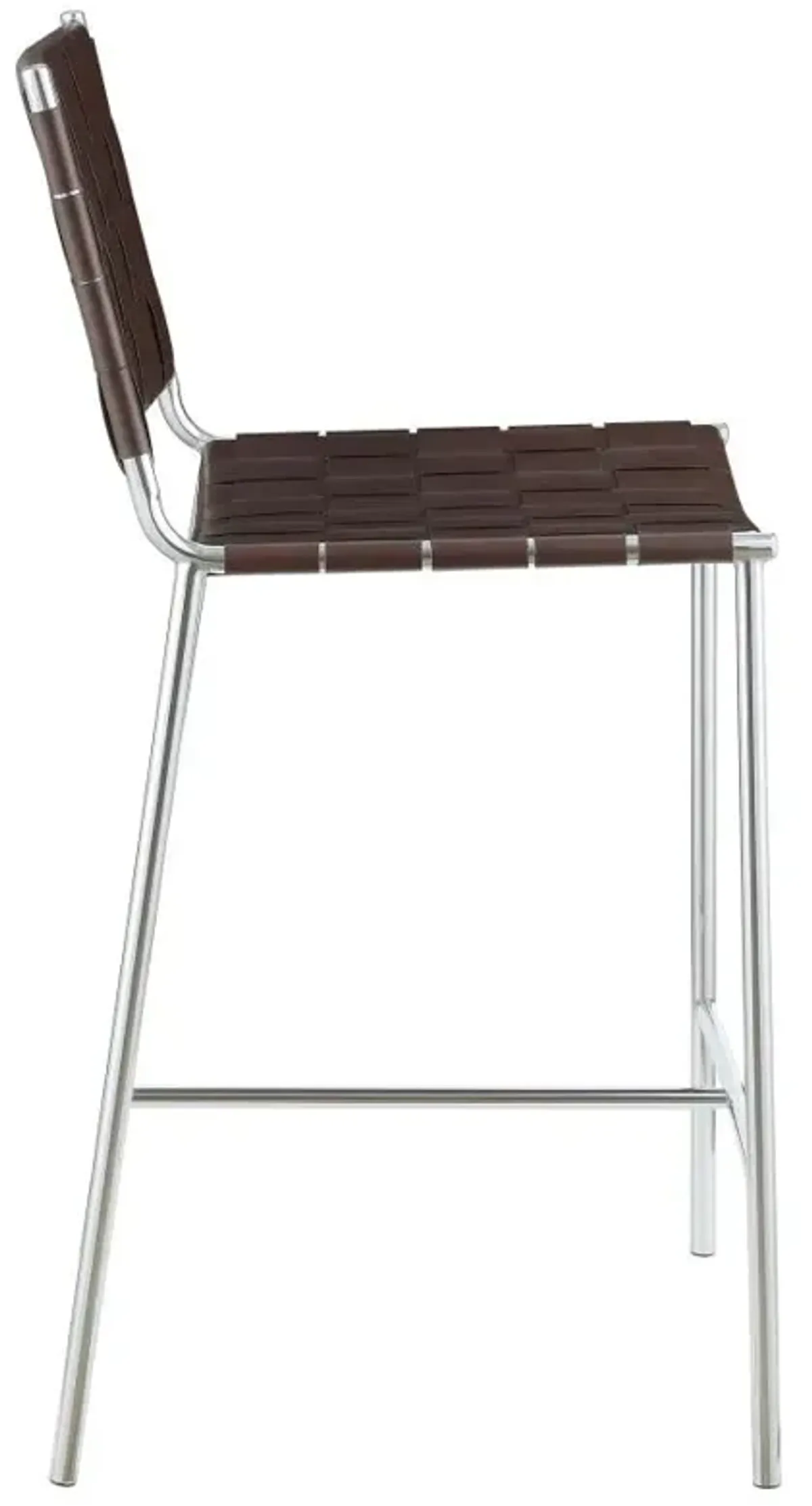 Adelaide Upholstered Counter Height Stool with Open Back Brown and Chrome