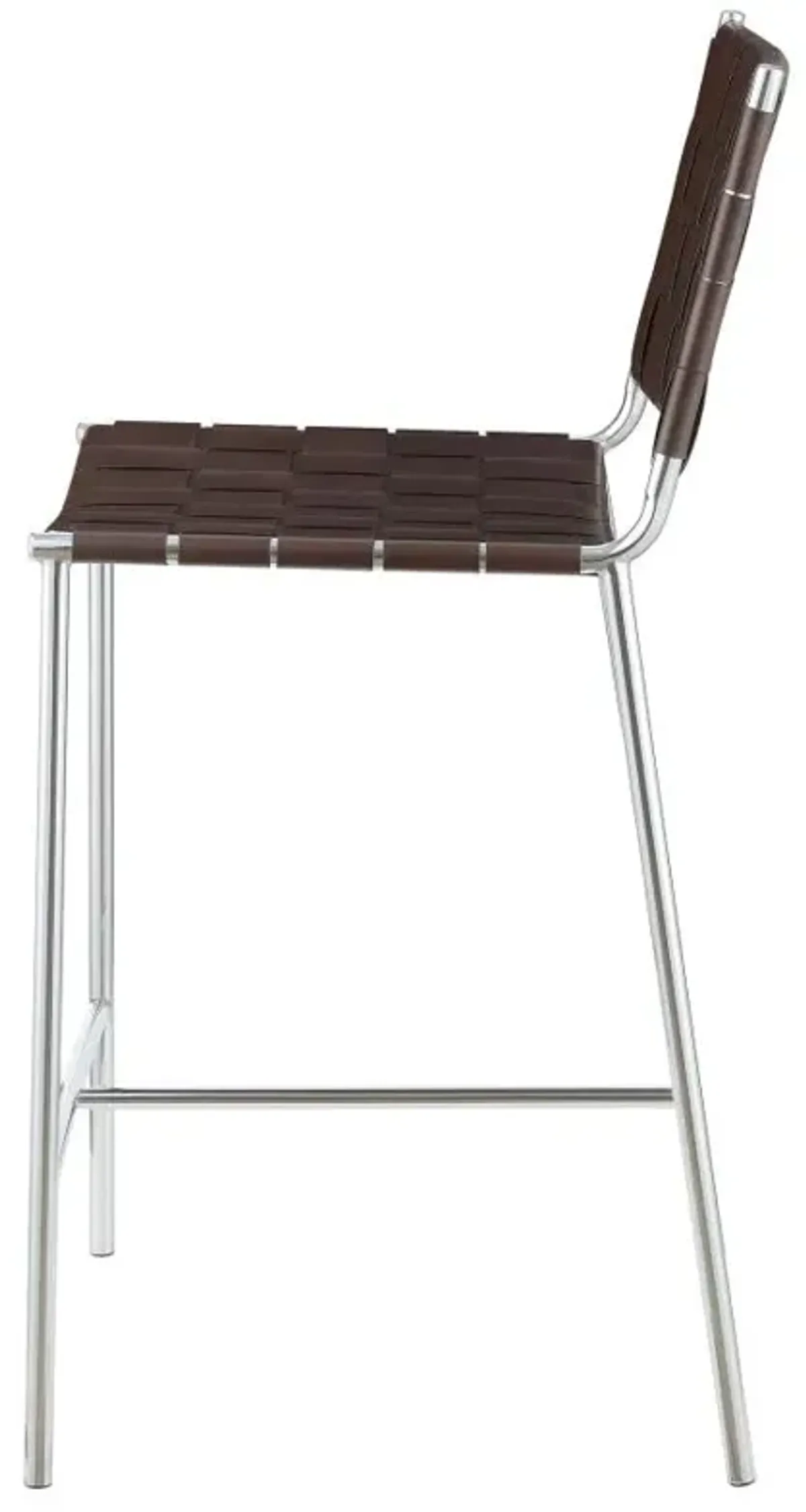 Adelaide Upholstered Counter Height Stool with Open Back Brown and Chrome