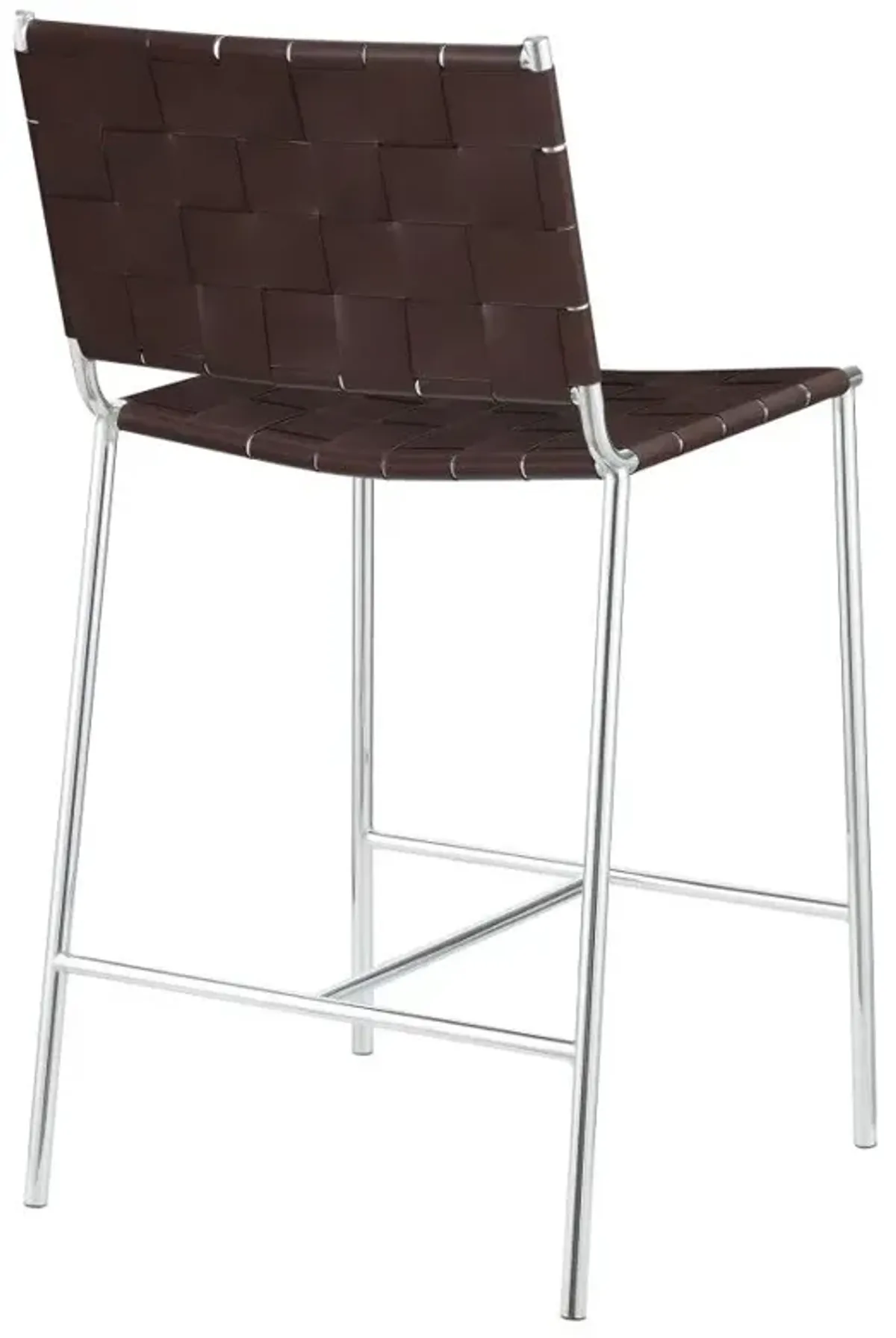 Adelaide Upholstered Counter Height Stool with Open Back Brown and Chrome