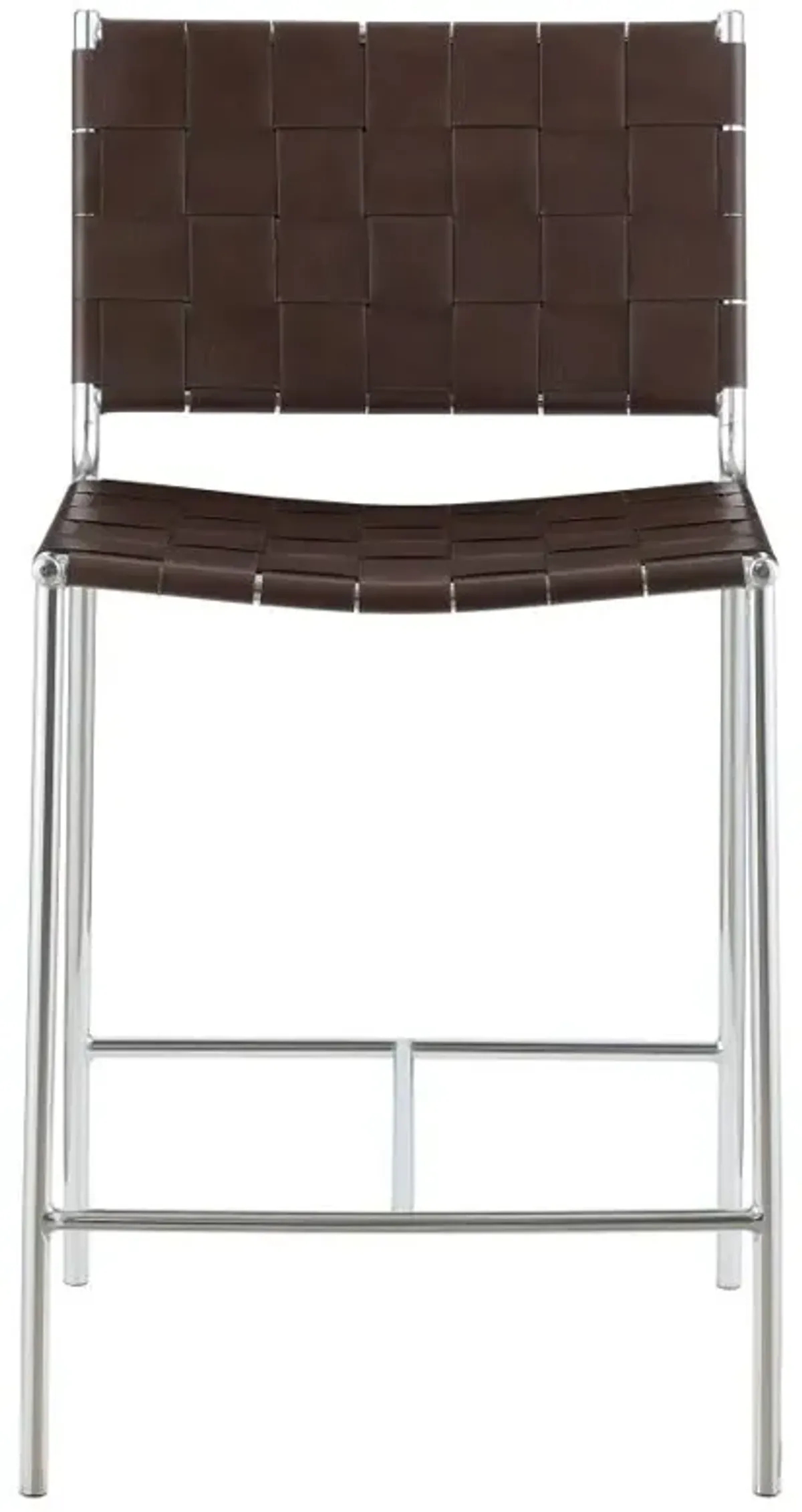 Adelaide Upholstered Counter Height Stool with Open Back Brown and Chrome