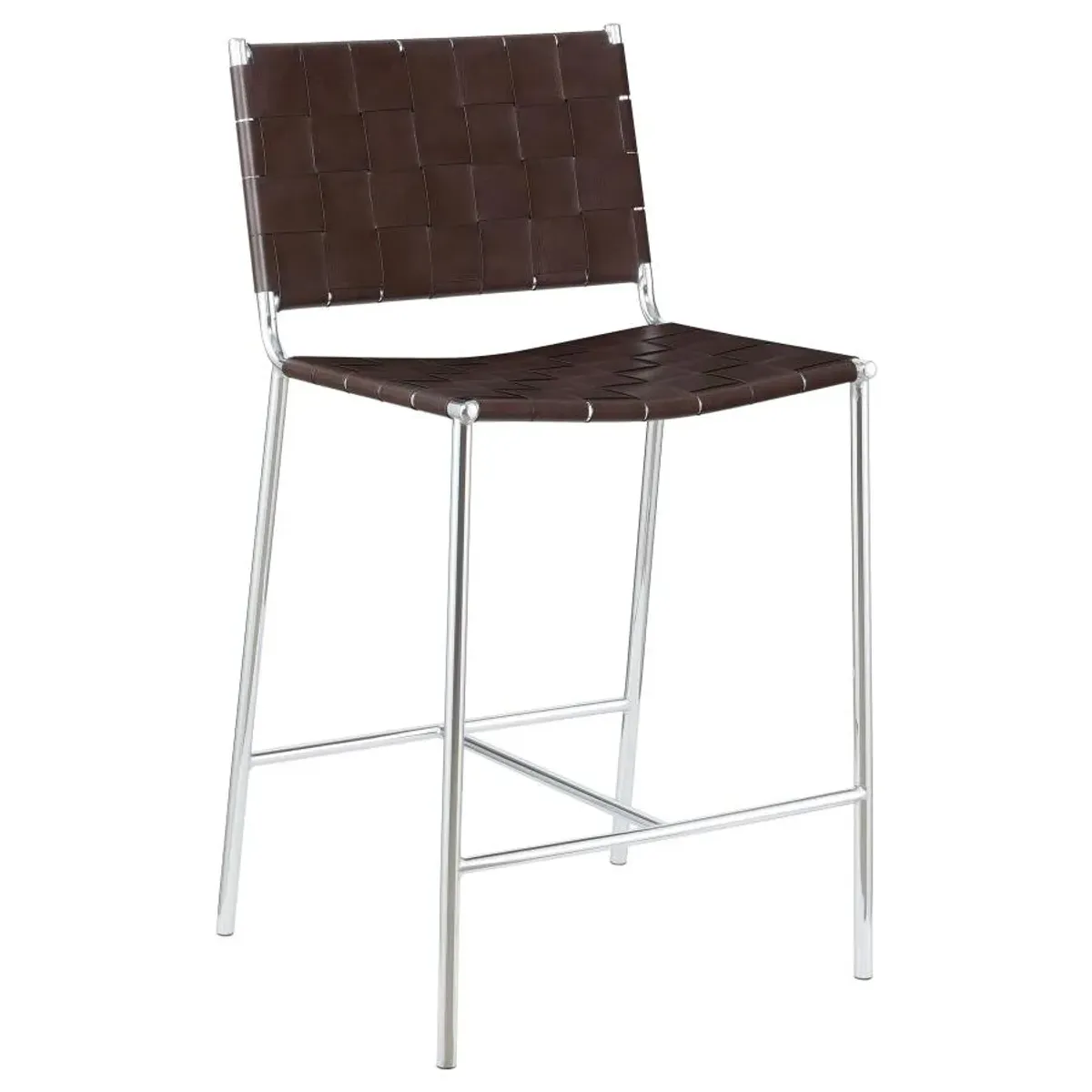 Adelaide Upholstered Counter Height Stool with Open Back Brown and Chrome