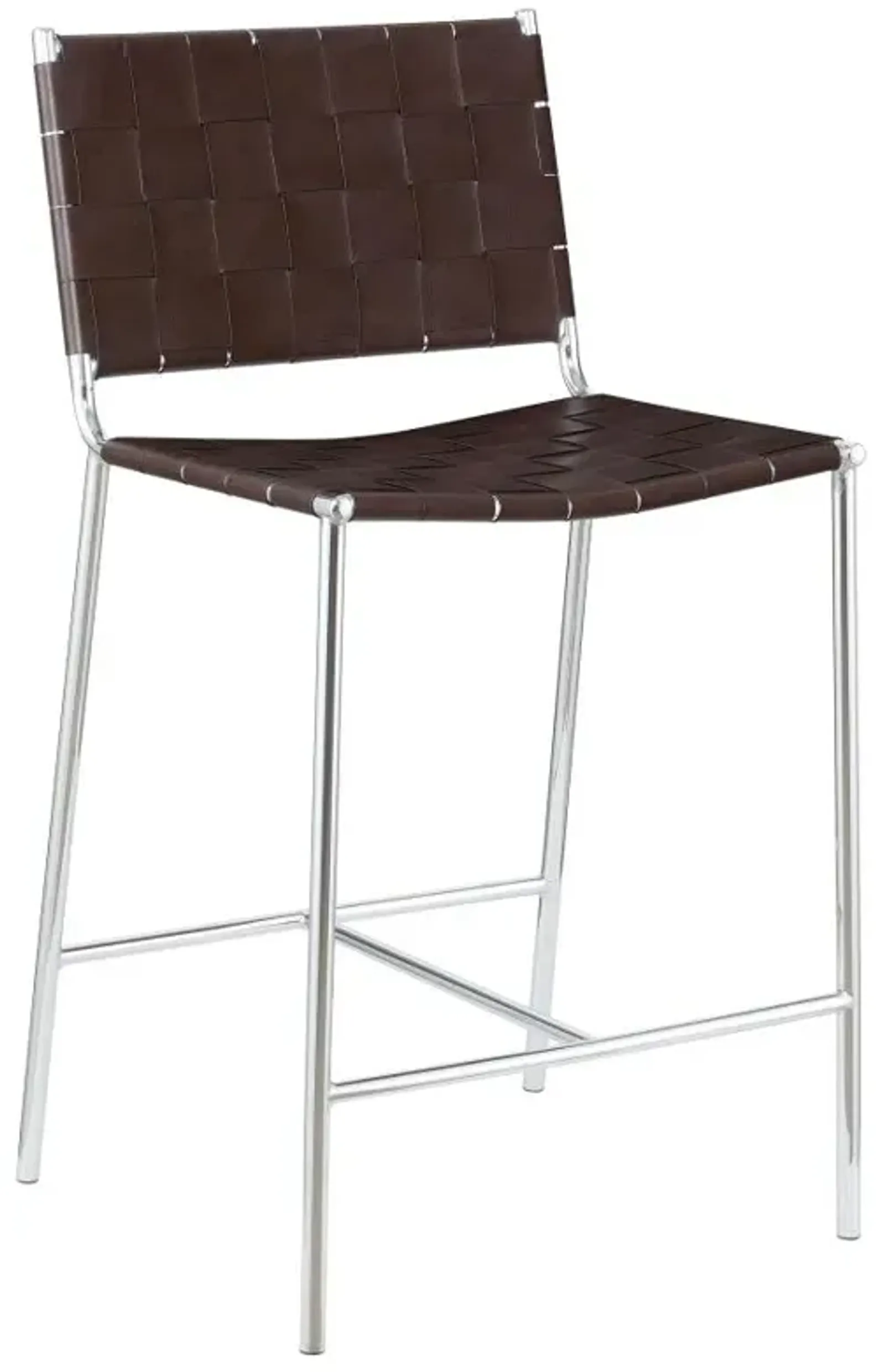 Adelaide Upholstered Counter Height Stool with Open Back Brown and Chrome