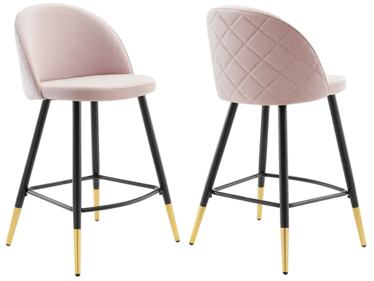 Cordial Performance Velvet Counter Stools - Set of 2