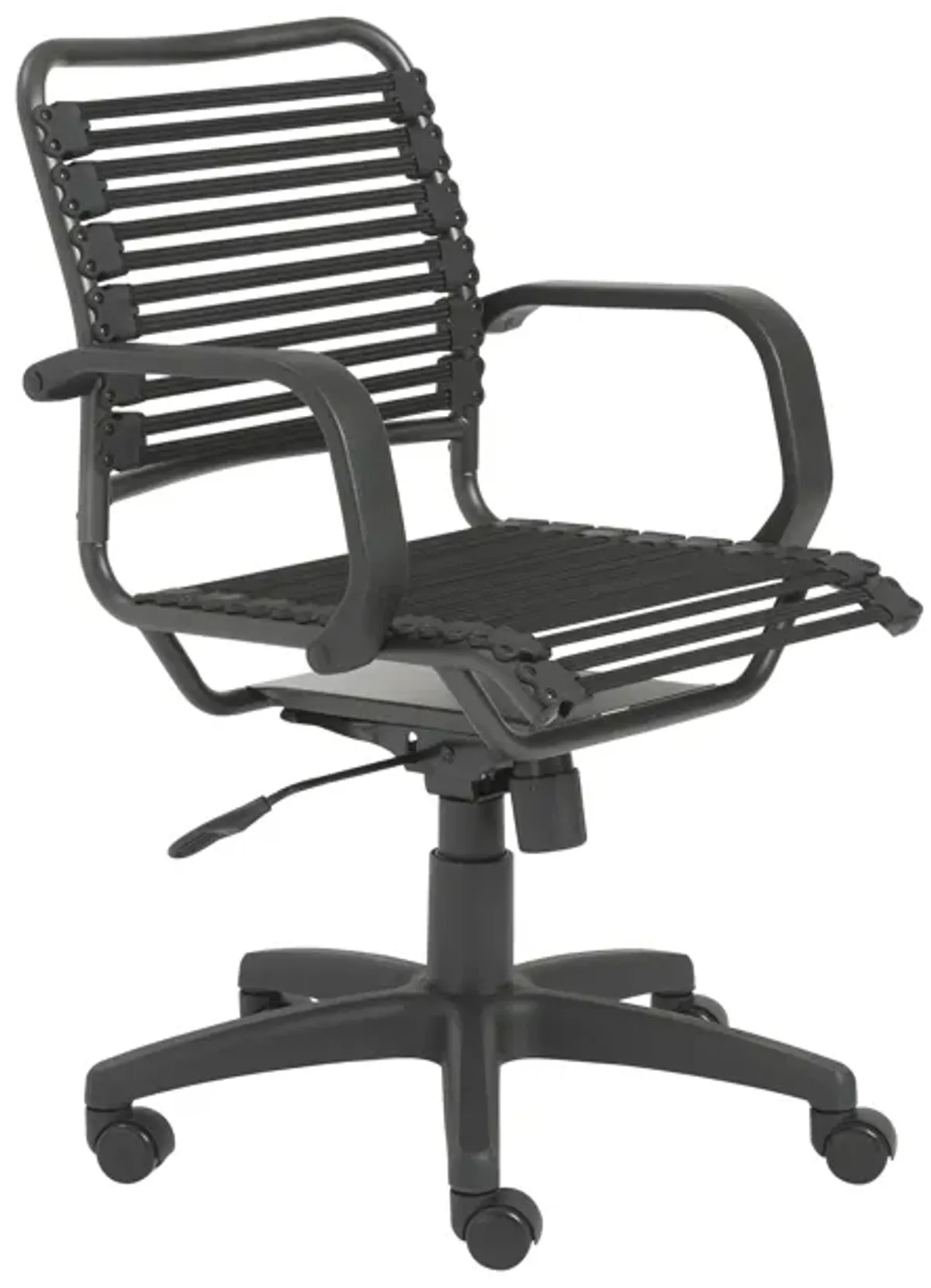 Bungie Flat Mid Back Office Chair in Black with Graphite Black Frame and Black Base