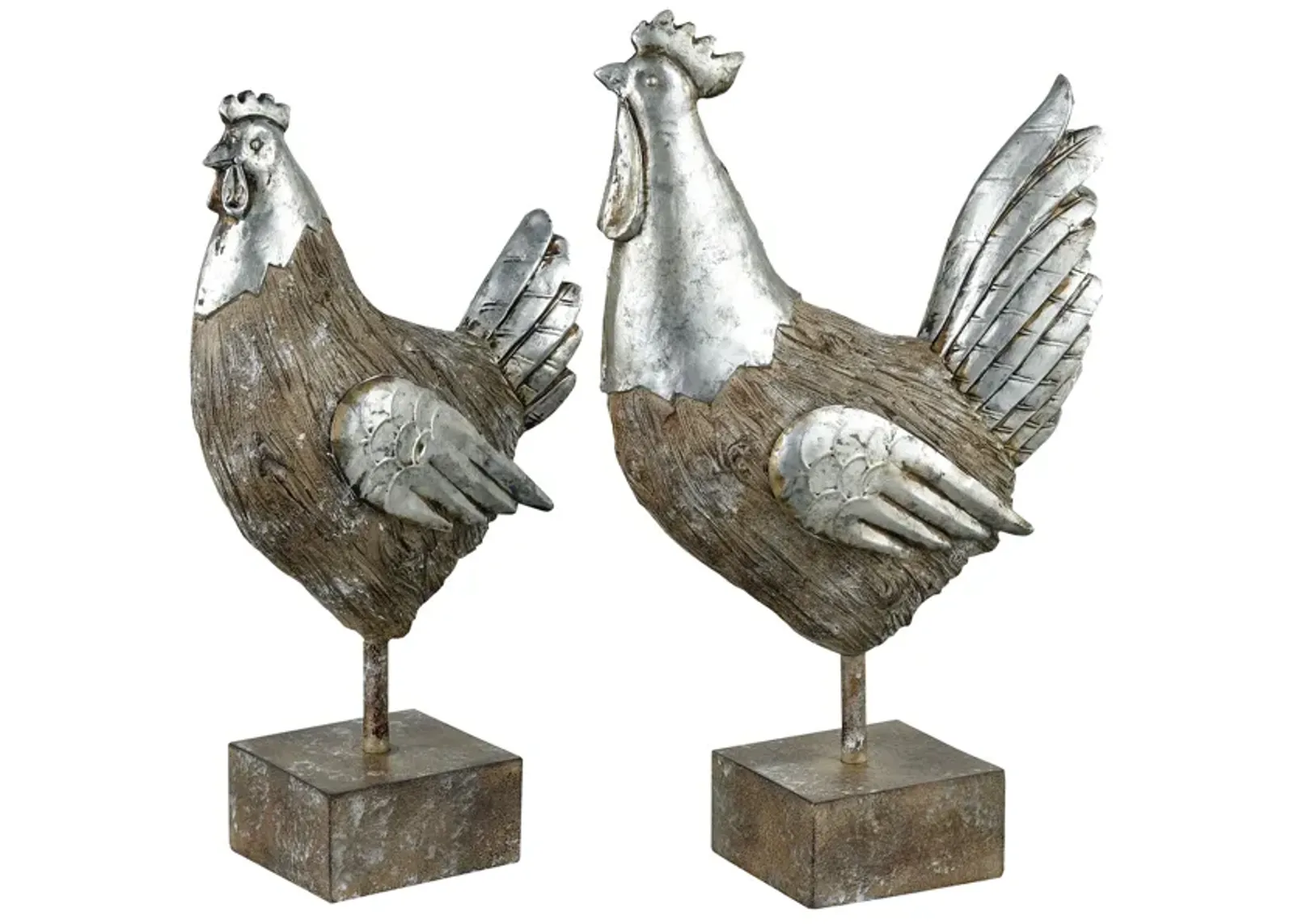 Avery Hill Set of 2 Chickens - Aged Hickory