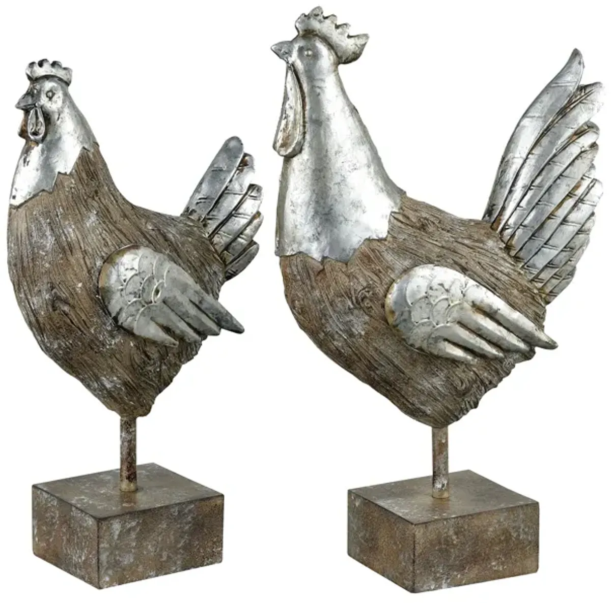 Avery Hill Set of 2 Chickens - Aged Hickory