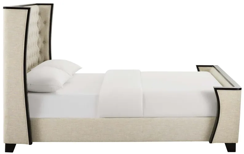 Galia Queen Upholstered Linen Fabric Platform Bed