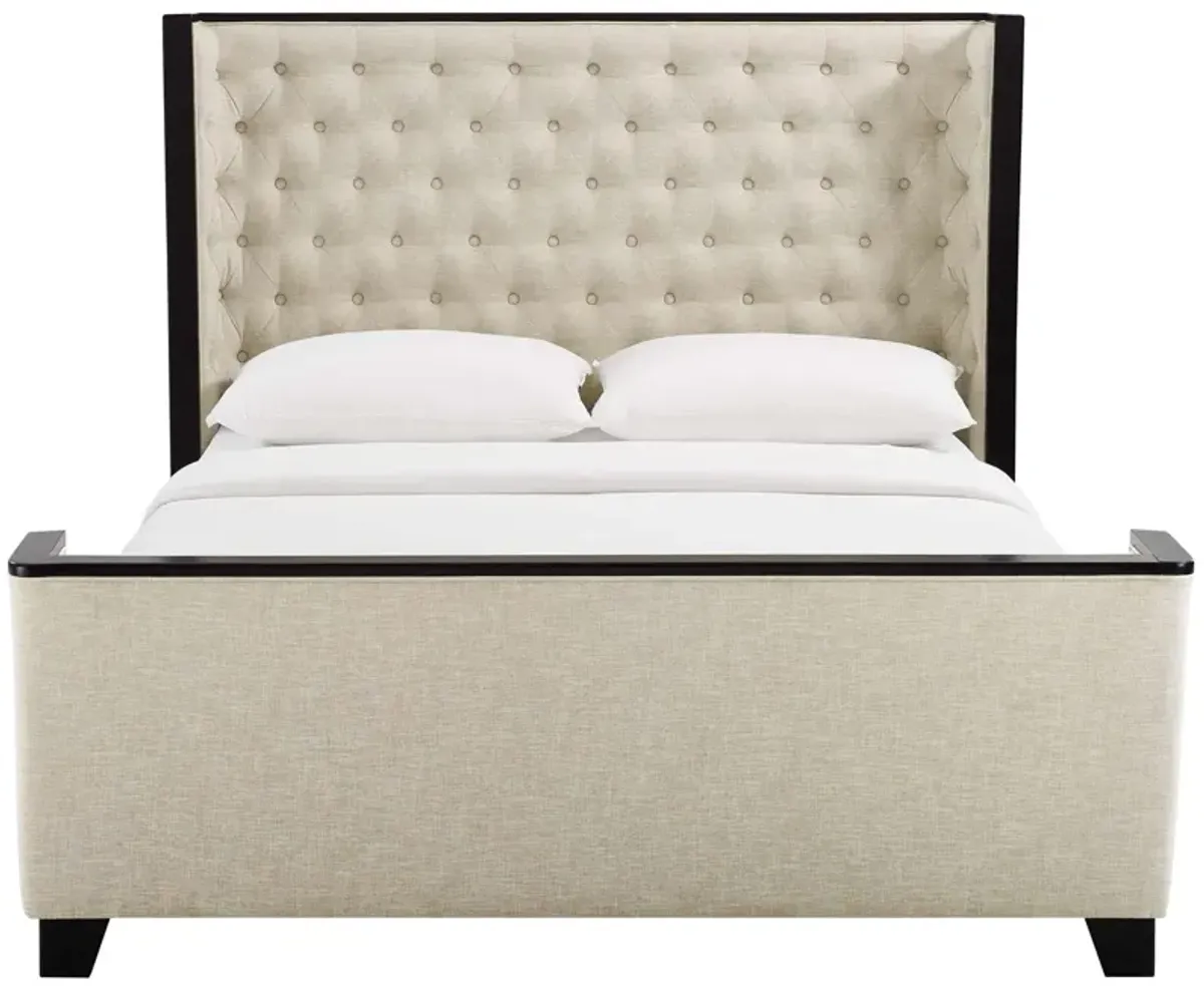 Galia Queen Upholstered Linen Fabric Platform Bed