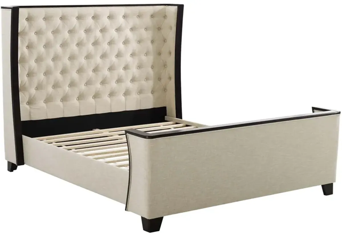 Galia Queen Upholstered Linen Fabric Platform Bed