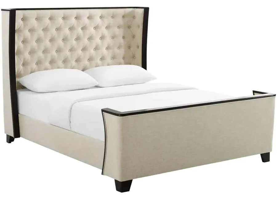 Galia Queen Upholstered Linen Fabric Platform Bed