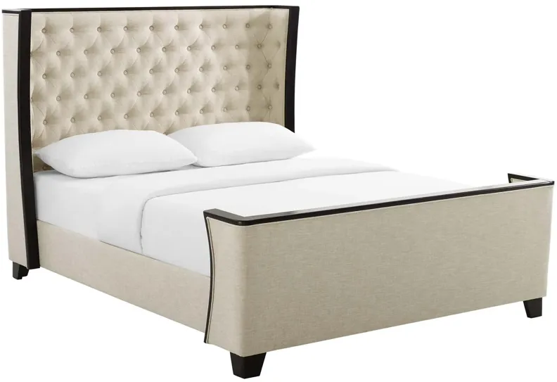 Galia Queen Upholstered Linen Fabric Platform Bed