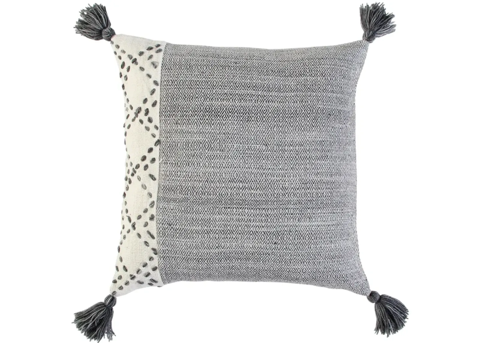 INDOOR OUTDOOR Color Block Ivory/Gray Pillow