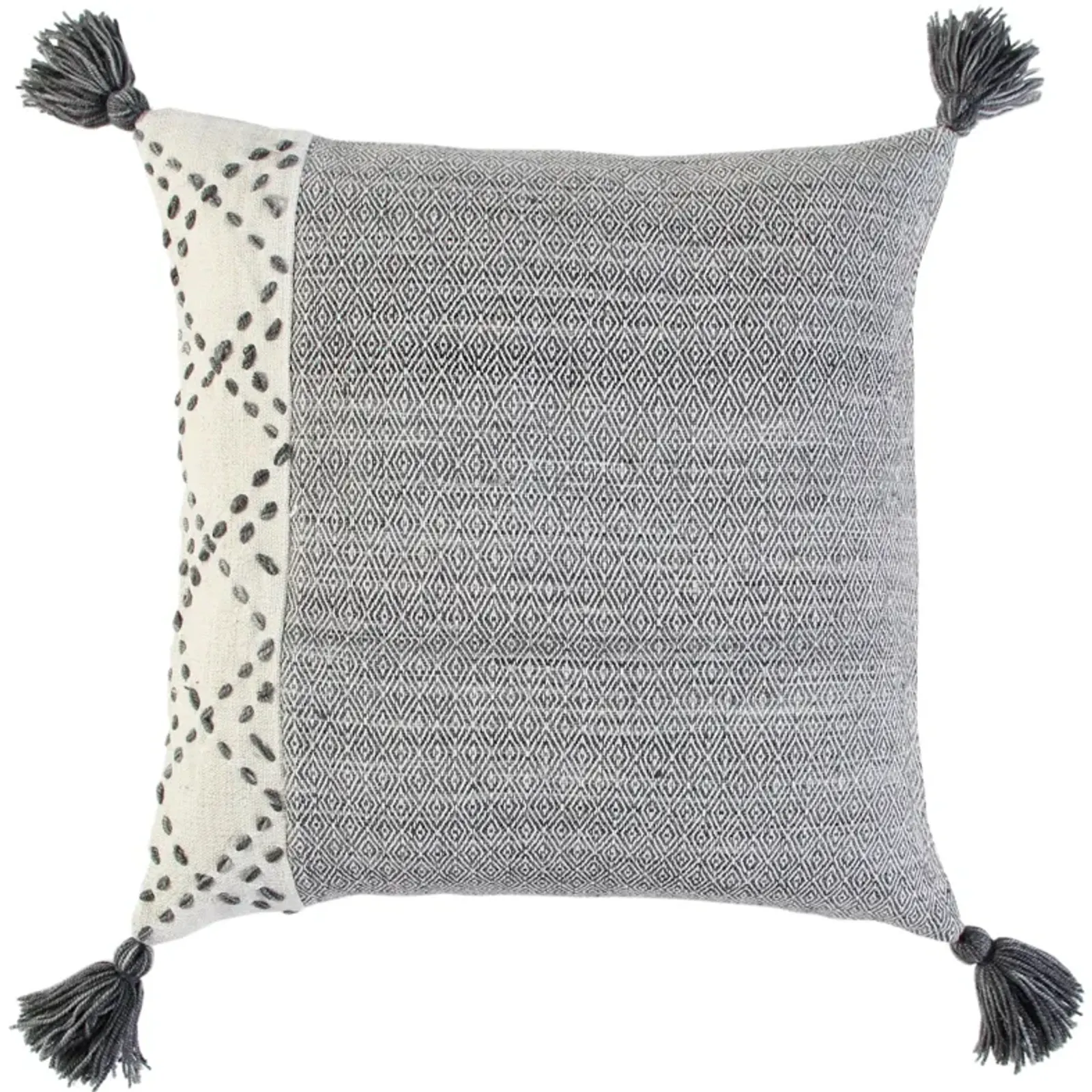 INDOOR OUTDOOR Color Block Ivory/Gray Pillow