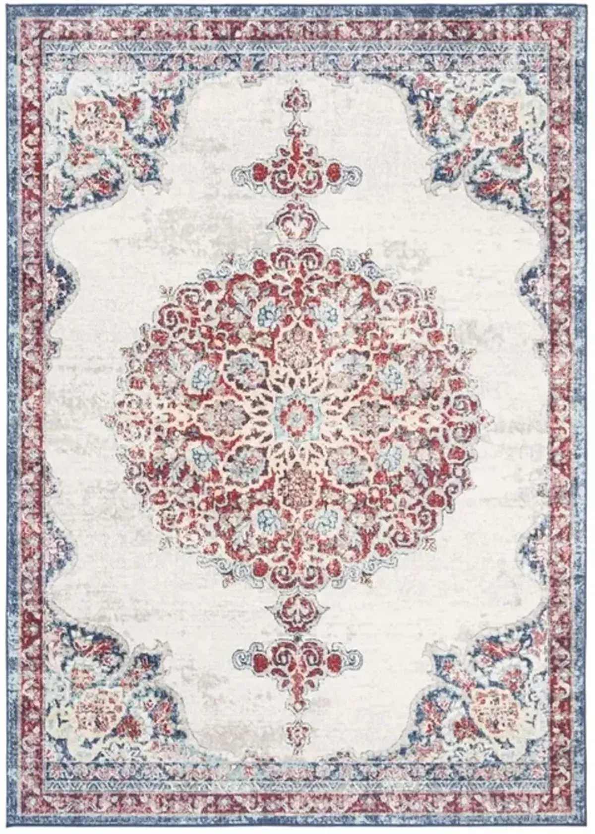 Brentwood 867 Ivory / Red 9' X 12' Large Rectangle Powerloomed Rug