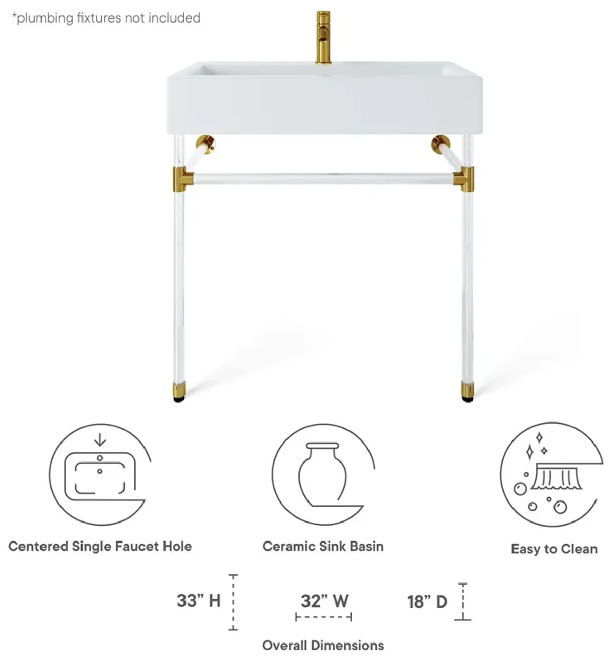 Redeem 32" Acrylic Wall-Mount Bathroom Vanity