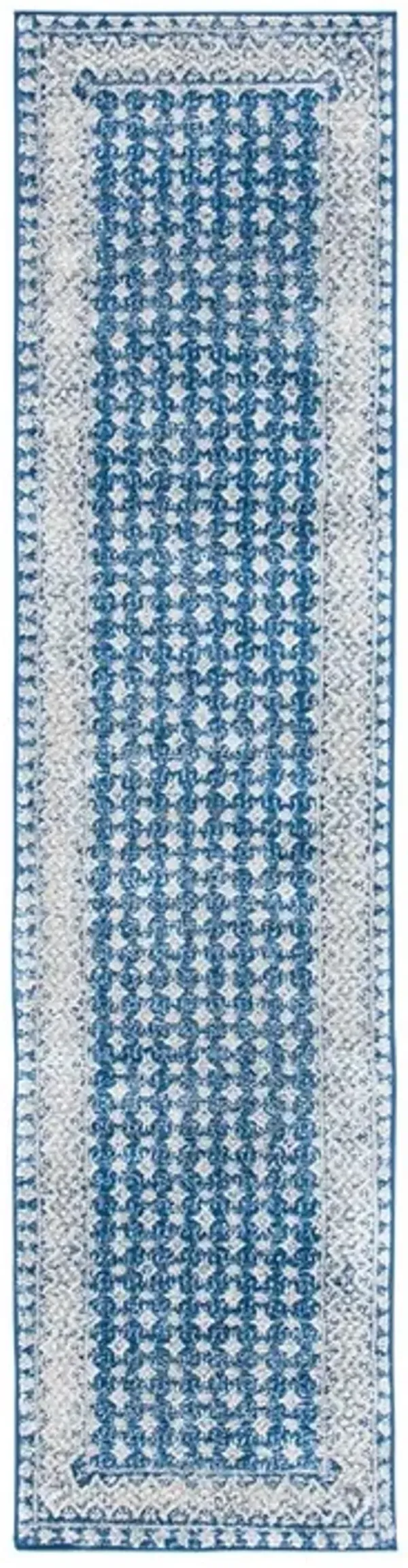 Brentwood 899 Navy / Beige 2' X 10' Runner Powerloomed Rug