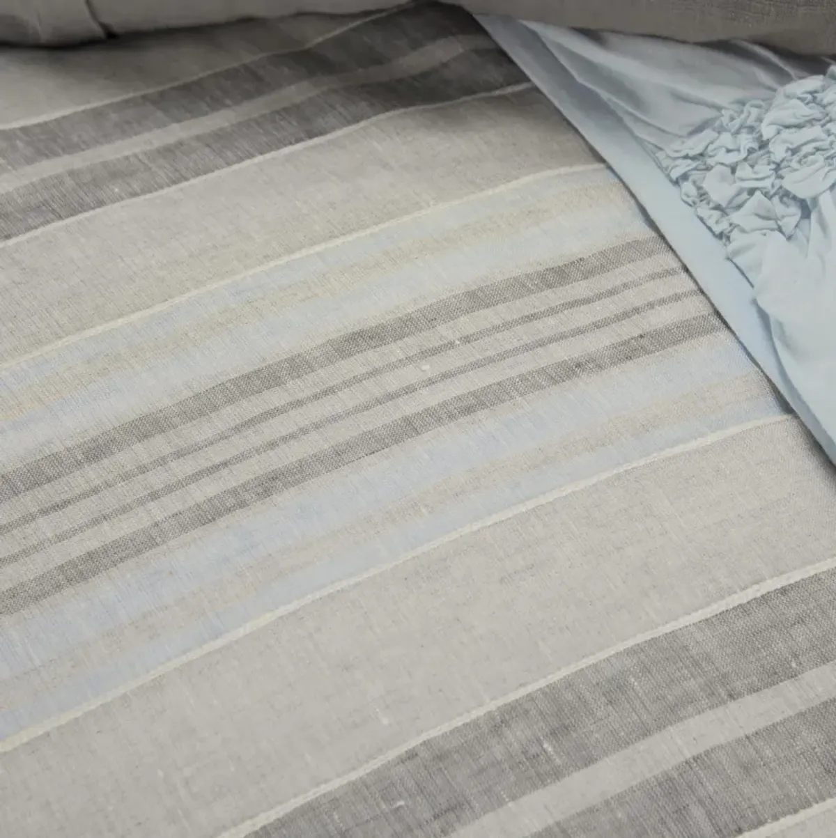 Terrance Linen Duvet Stripe GrayStandard Sham