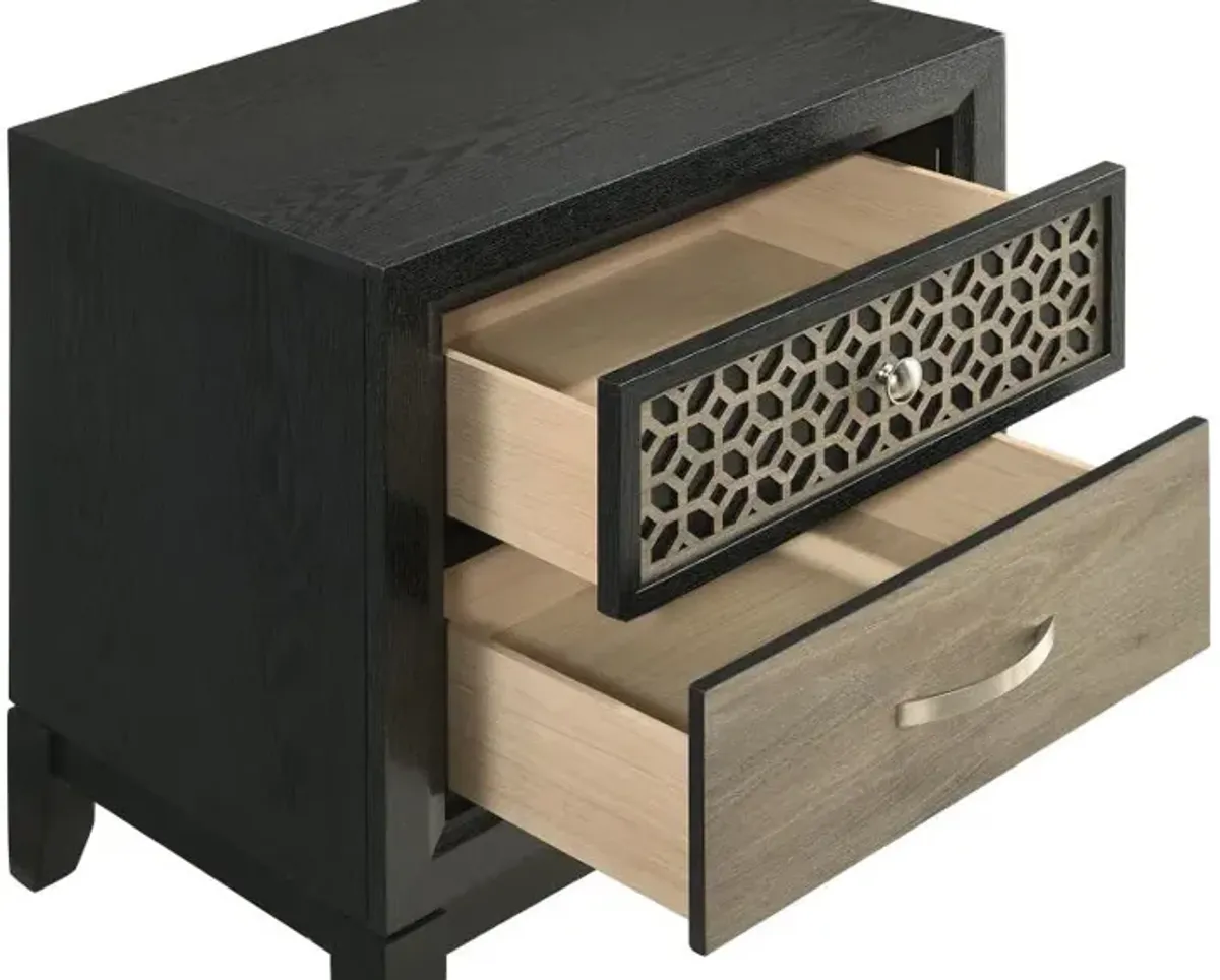 Valencia 2-drawer Nightstand Light Brown and Black