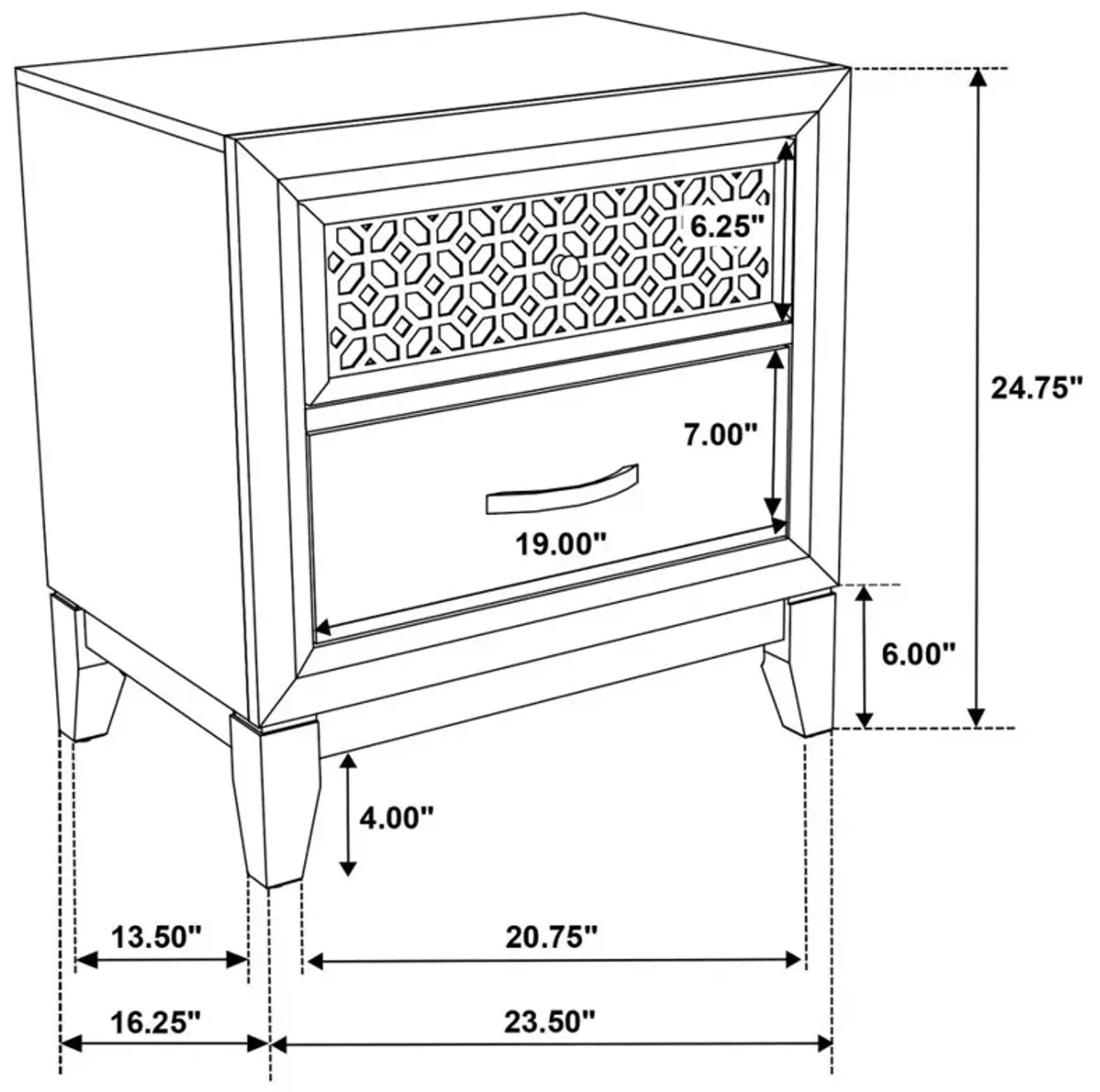 Valencia 2-drawer Nightstand Light Brown and Black