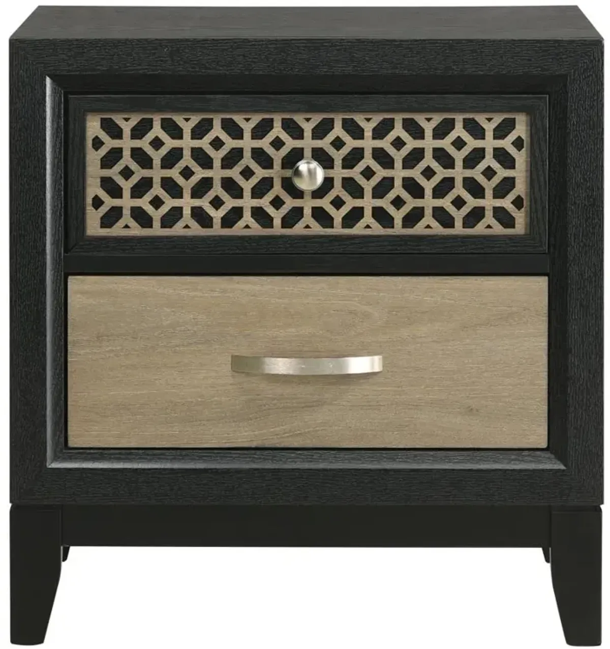 Valencia 2-drawer Nightstand Light Brown and Black