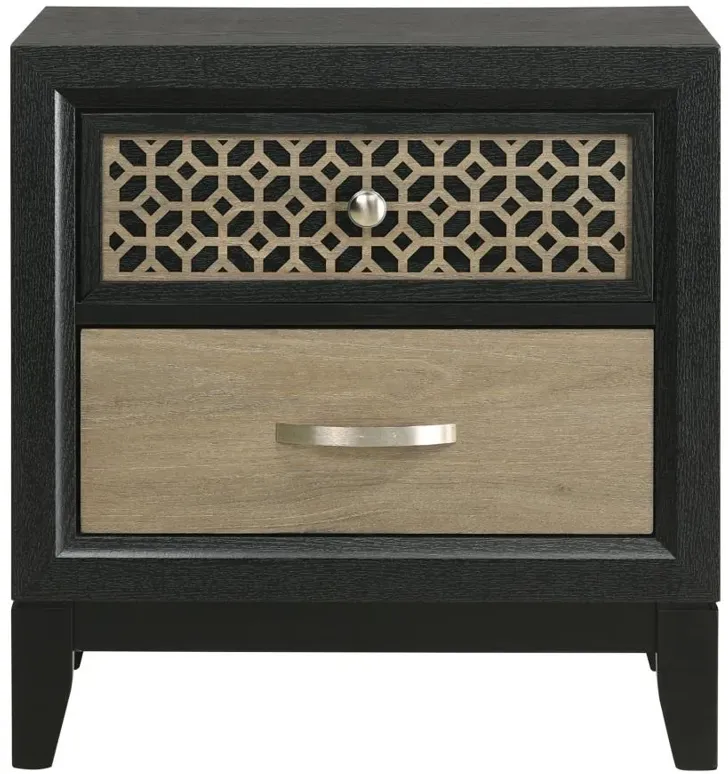 Valencia 2-drawer Nightstand Light Brown and Black