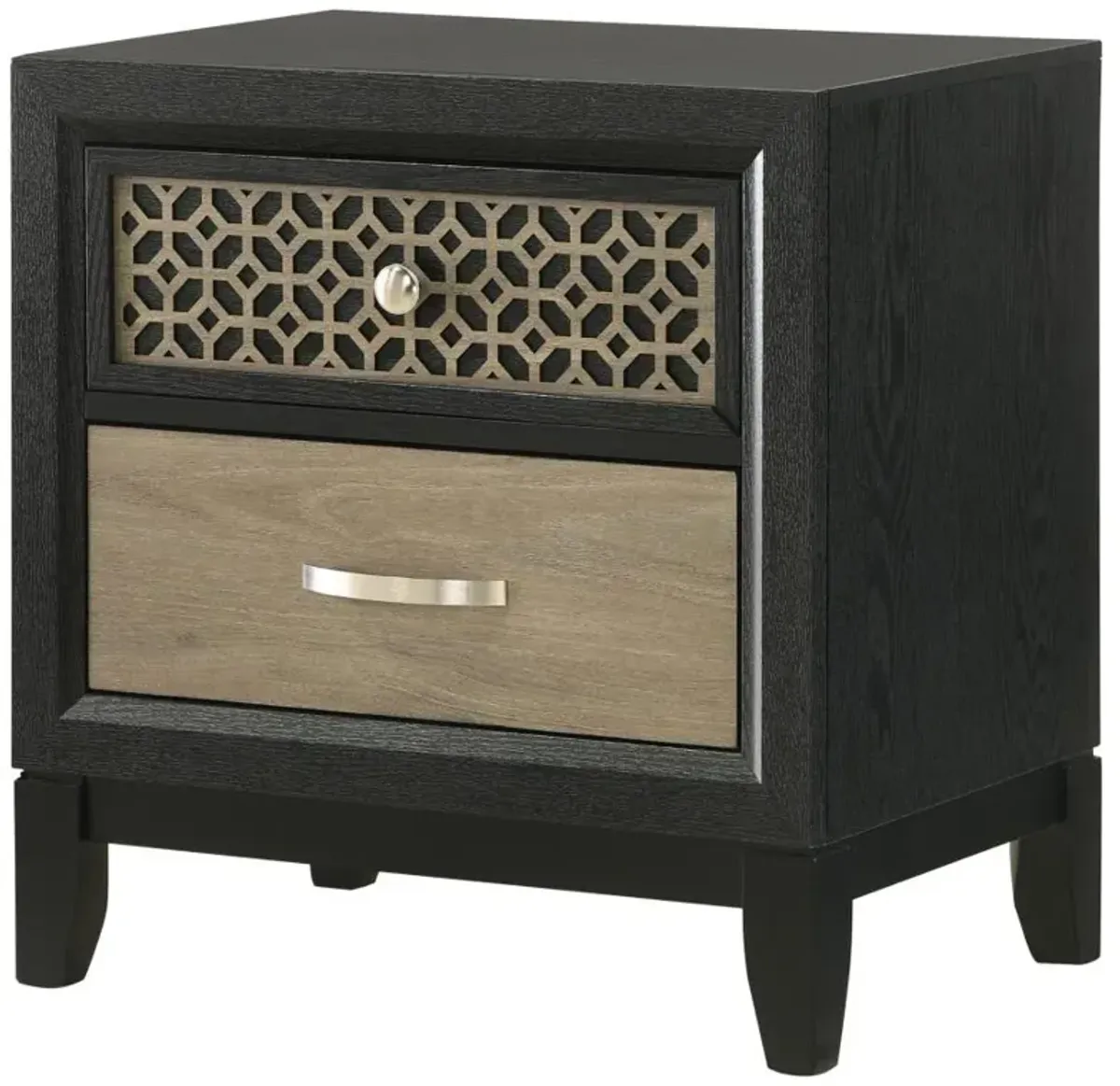 Valencia 2-drawer Nightstand Light Brown and Black