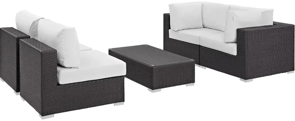 Convene 5 Piece Outdoor Patio Sectional Set