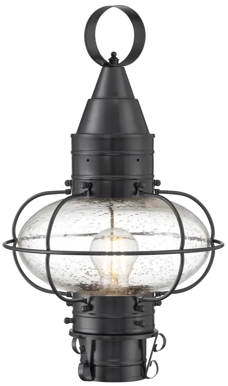 Classic Onion Outdoor Post Light - Gun Metal with Seeded Glass