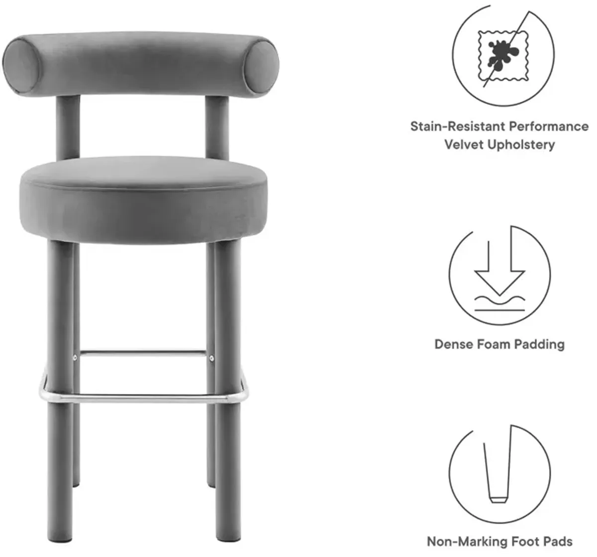 Toulouse Performance Velvet Bar Stool - Set of 2