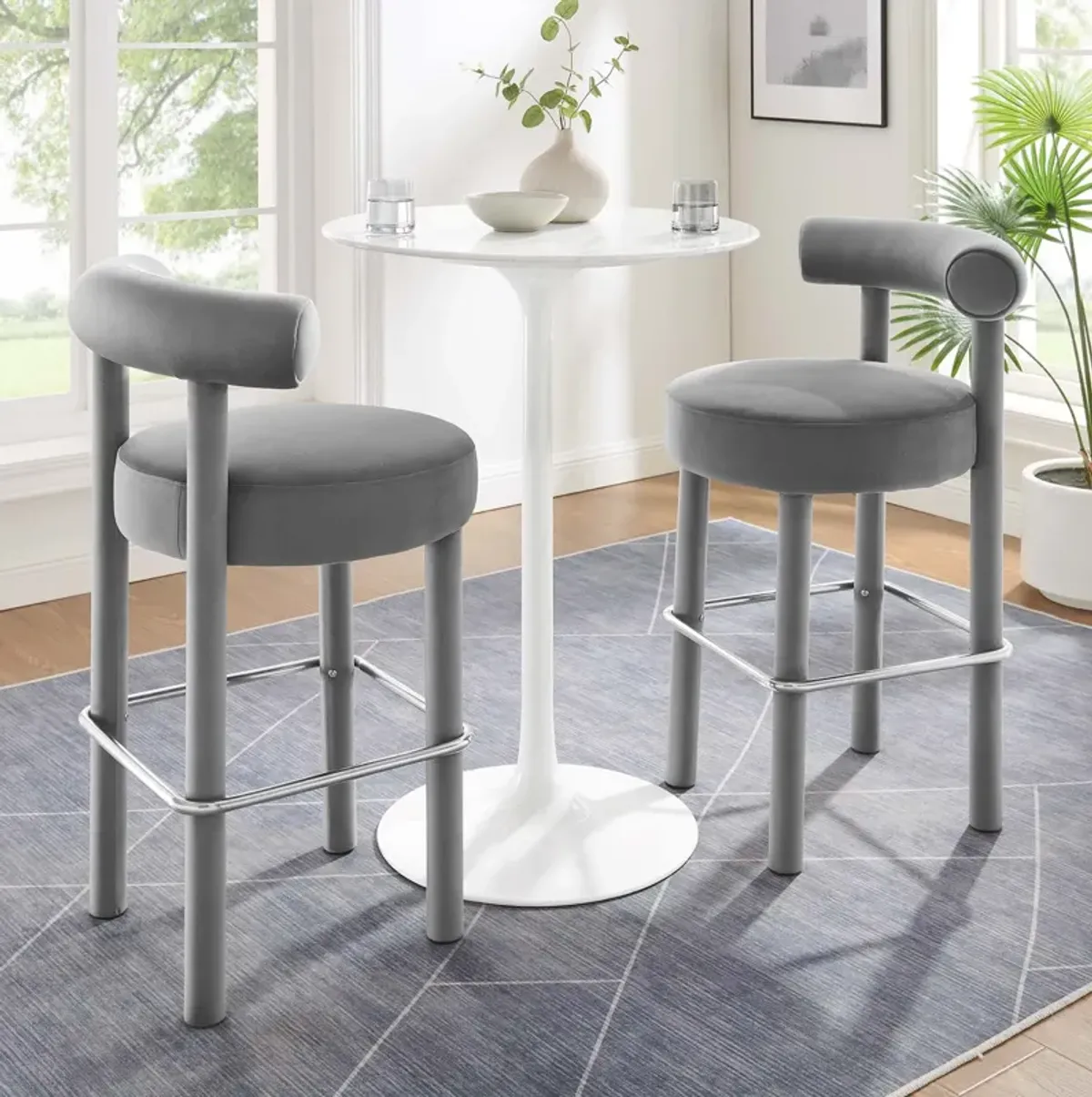 Toulouse Performance Velvet Bar Stool - Set of 2