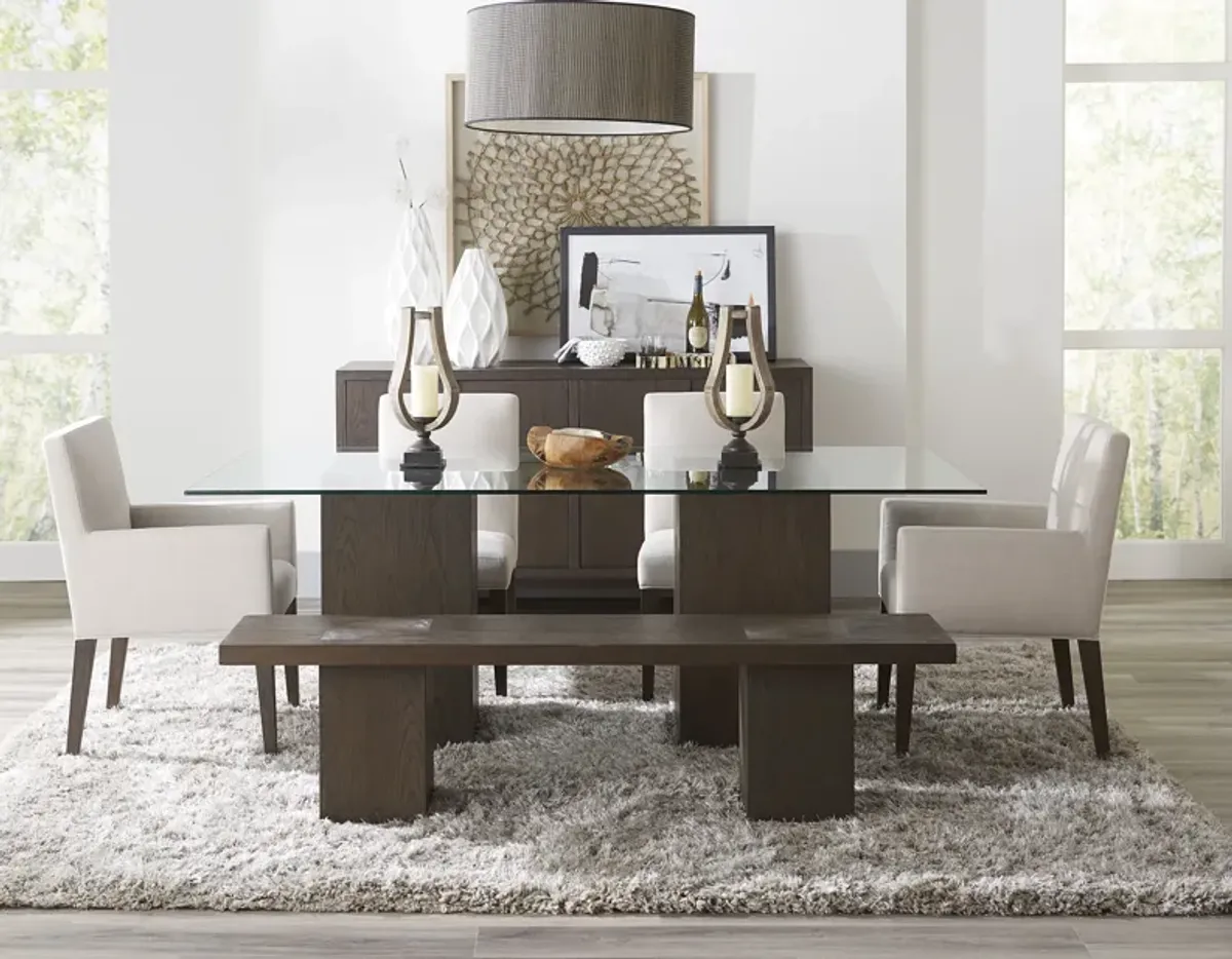 Modesto Rectangular Glass Table in French Roast