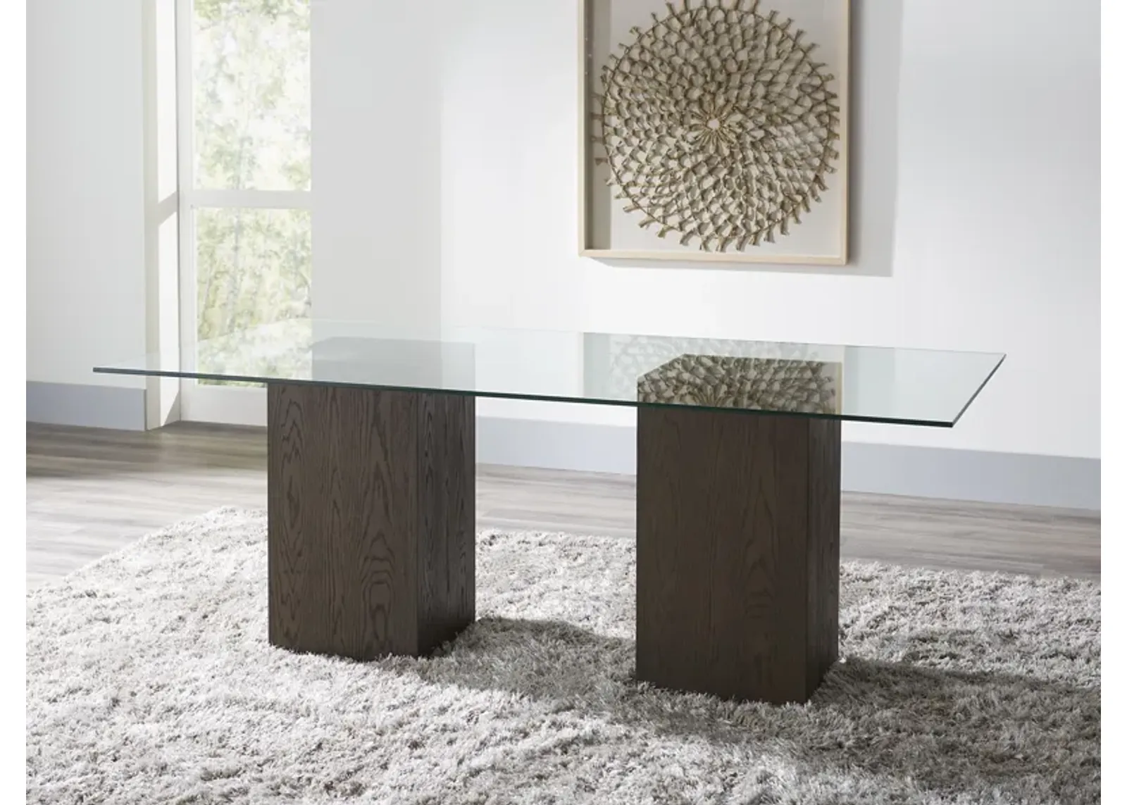 Modesto Rectangular Glass Table in French Roast