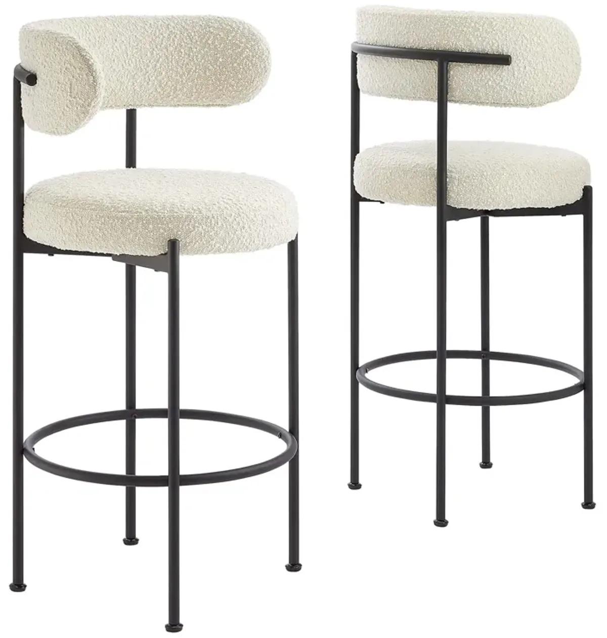 Albie Boucle Fabric Bar Stools - Set of 2