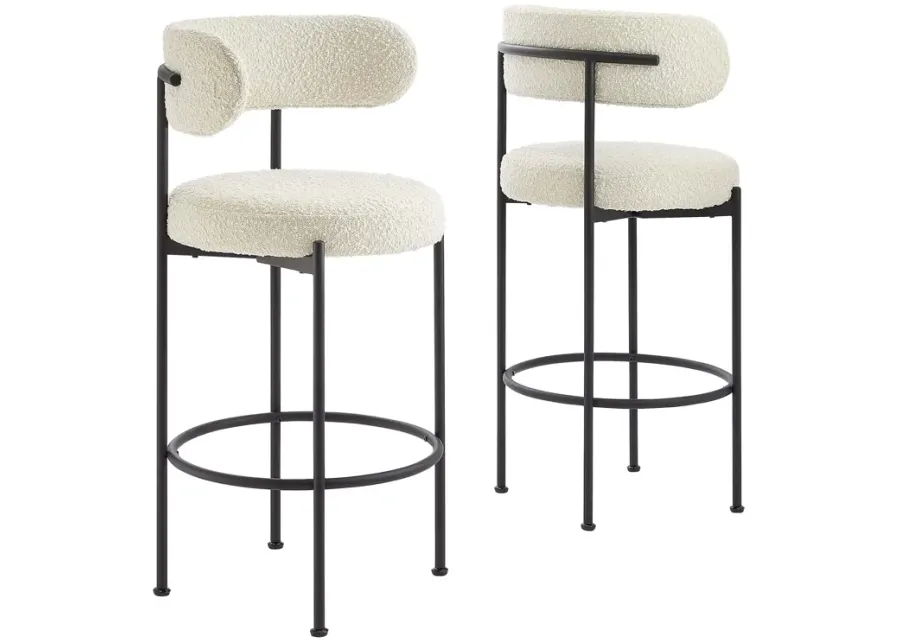 Albie Boucle Fabric Bar Stools - Set of 2