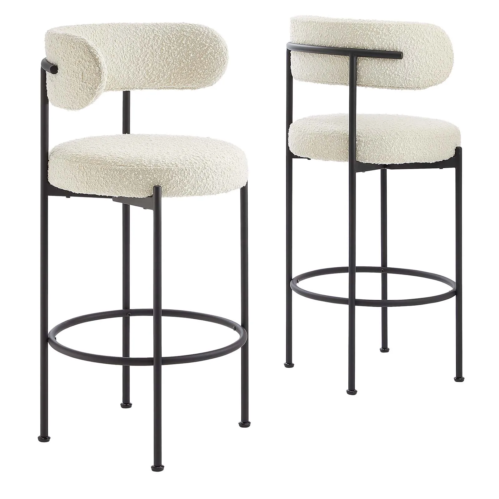 Albie Boucle Fabric Bar Stools - Set of 2