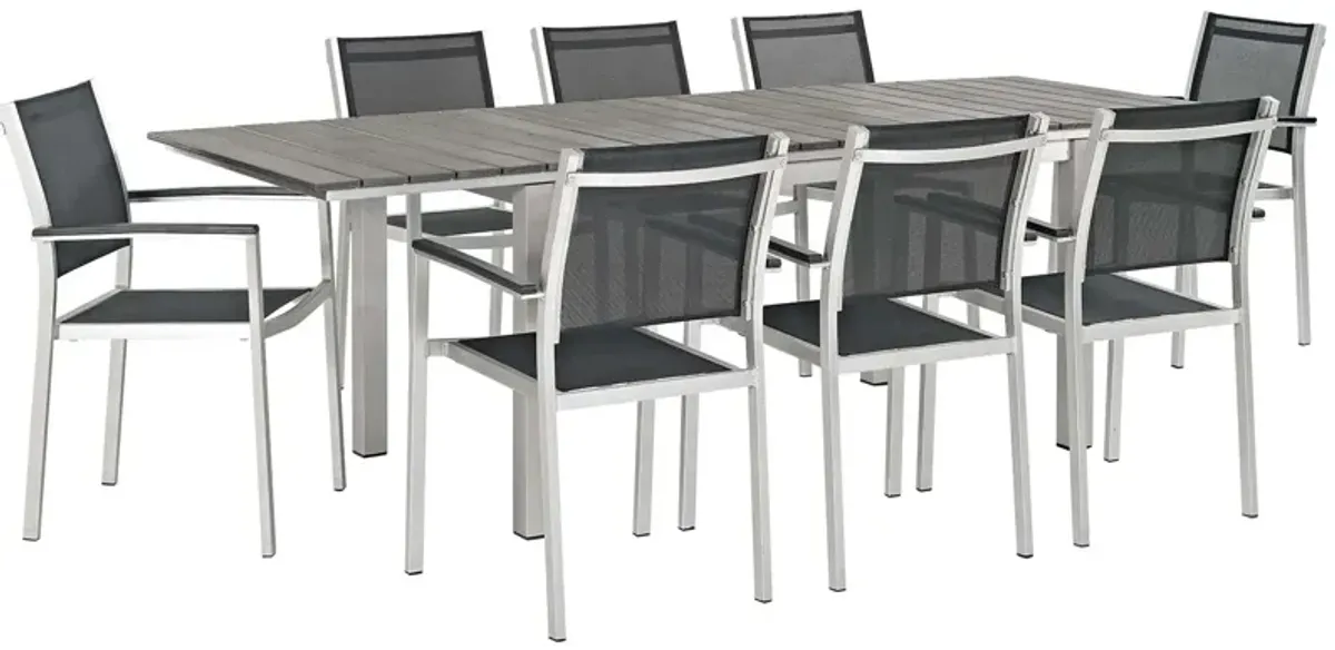 Shore 9 Piece Outdoor Patio Aluminum Dining Set