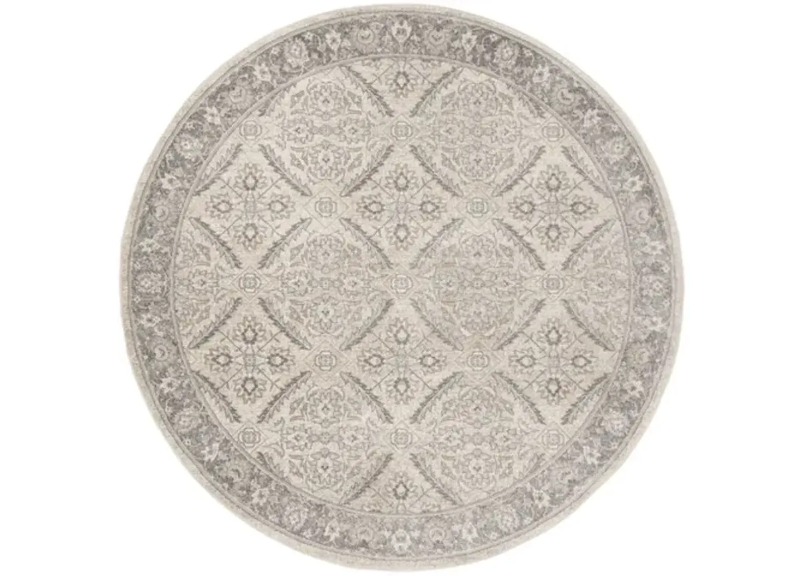 Brentwood 863 Cream / Grey 6'-7" X 6'-7" Round Round Powerloomed Rug