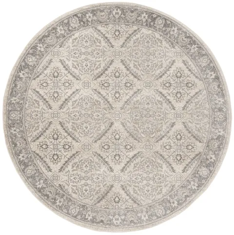 Brentwood 863 Cream / Grey 6'-7" X 6'-7" Round Round Powerloomed Rug