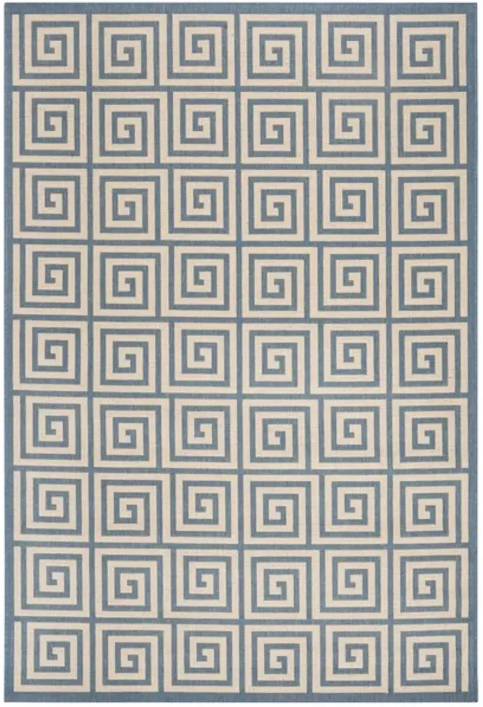 LINDEN 129 Collection LND129N-5 Cream / Blue 5'-3" X 7'-6"
