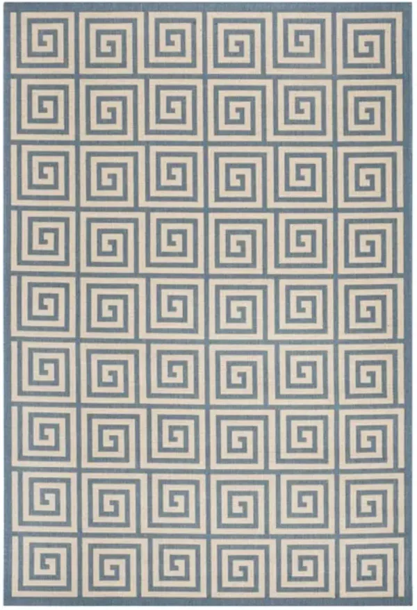 LINDEN 129 Collection LND129N-5 Cream / Blue 5'-3" X 7'-6"